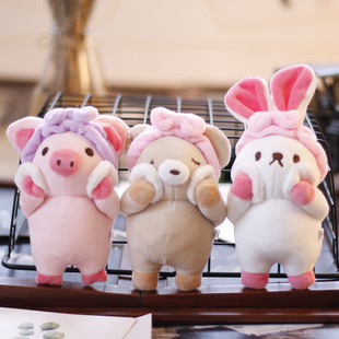 网红可爱萌小猪挂件毛绒玩具公仔卡通小兔子包包挂饰小熊钥匙扣