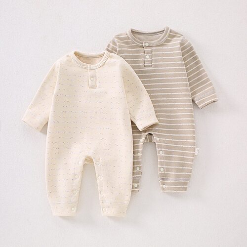 婴儿秋冬无骨条纹连体衣哈衣家居服婴幼儿羊毛蚕丝爬服加绒