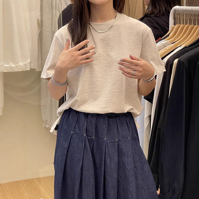 现货韩系短袖开叉2025年夏季棉女