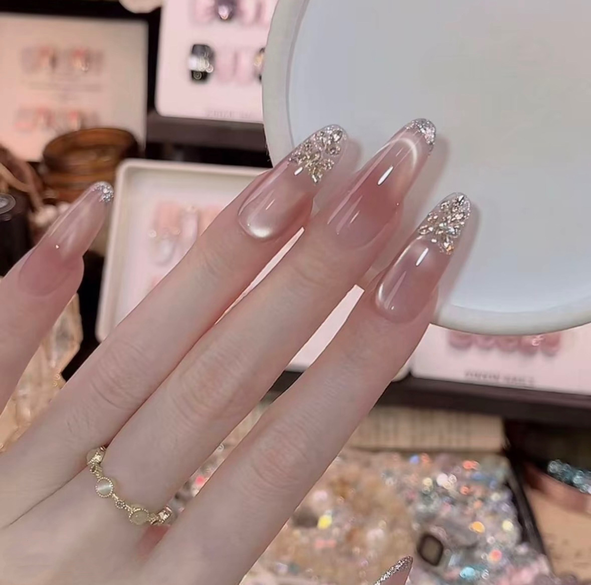 不遗憾纯手工穿戴甲纯欲气质猫眼光疗纯手作美甲贴片成品指甲甲片