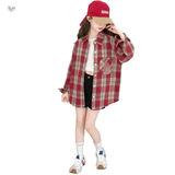 女童格子衬衫2025秋季新款翻领polo衫中大童薄款外套百搭上衣儿童，童装衬衫，祺儿童装