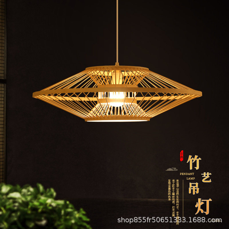 竹编吊灯民宿日式仿古灯笼竹艺个床头/玄关/吧台/过