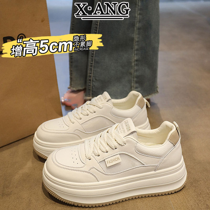 真皮软底小白鞋不累脚女鞋2026新款厚底板鞋子网面透气休闲运动鞋