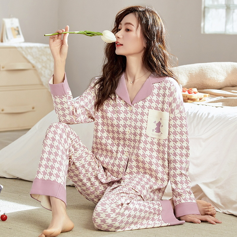 2025新款睡衣女纯棉韩版开衫长袖长裤春秋甜美可爱家居服套装外穿