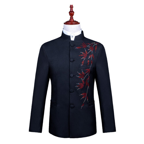 男烫钻中山装中式礼服演出服
