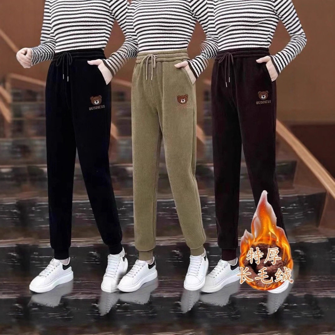 加绒加厚束口休闲卫裤女秋冬保暖高腰运动大码哈伦裤显瘦百搭长裤,女装/女士精品,卫裤,淘宝优惠券,粉丝福利购,淘宝优惠卷