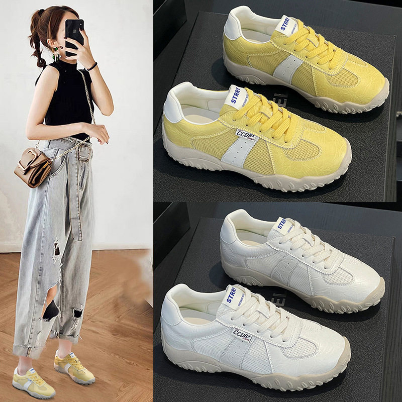 2025夏款奥伦真皮德训鞋厚底防滑爆款透气运动小白鞋阿甘鞋女鞋