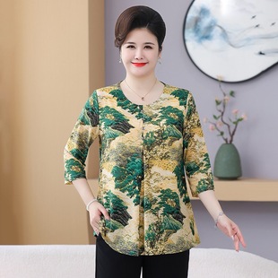 发大码 遮肚子t恤 中老年加宽松上衣服打底衫 女胖妈妈夏装