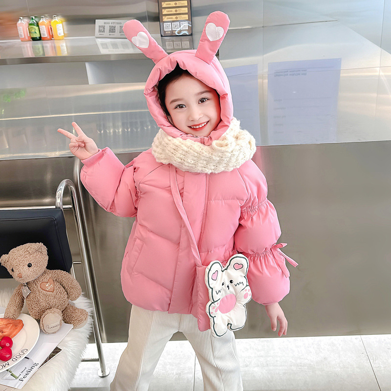女童羽绒服2025新款儿童洋气时髦女孩冬季中长款加厚冬装外套P163，童装羽绒服，祺妙童装