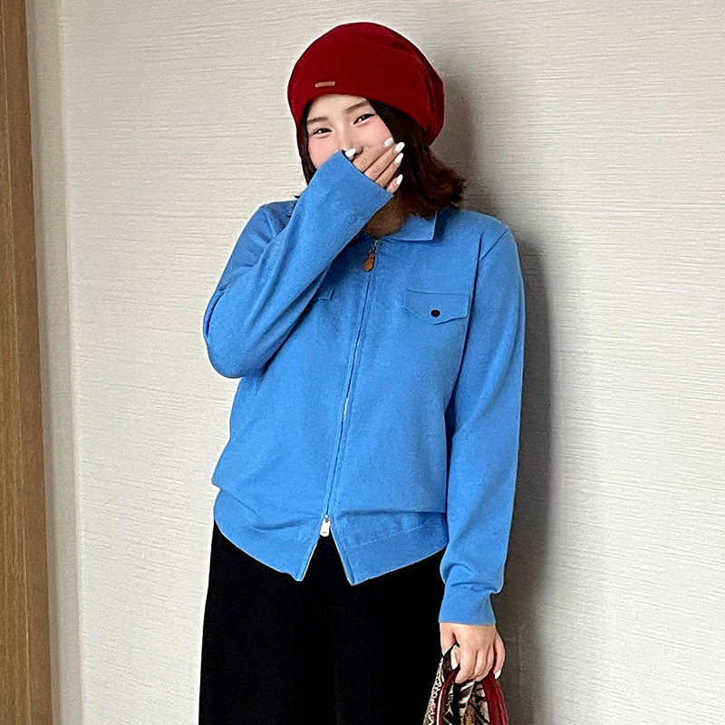 乃粒25322大码polo领老钱风针织衫2026冬胖mm气质休闲外套女上衣