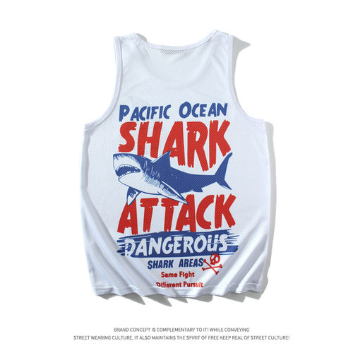 背心鲨鱼网宽松夏季速干弹力亲肤