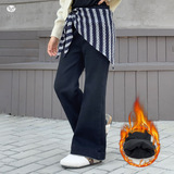 女童加绒喇叭裤2025年秋冬新款中大童复古修身牛仔微喇裤休闲长裤，童装裤子，祺儿童装