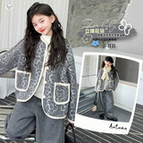 女童加厚外套2025年秋冬新款中大童花朵刺绣开衫休闲毛线围脖上衣，童装外套，祺儿童装