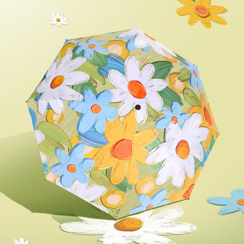 唯美复古油画伞小清新晴雨两用全自动太阳伞夏防晒日系遮阳伞抗风