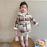 女童外套秋冬2025新款儿童洋气冬季时髦加绒加厚冬装呢子大衣P91，童装外套，祺妙童装