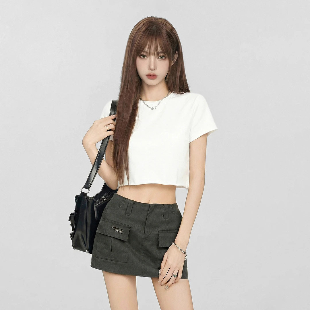 夏季短款露脐显身材纯欲T恤女