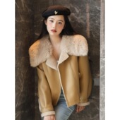 2025年冬季 美利奴皮毛一体外套女机车羊羔毛皮草大衣休闲百搭