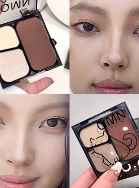 QMN坠落夜空修容盘 三色自然哑光修容面部提亮鼻影眼影学生党彩妆
