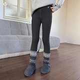 女童加绒打底裤2025年冬季新款印花紧身裤中大儿童休闲保暖收腹裤，童装裤子，祺儿童装