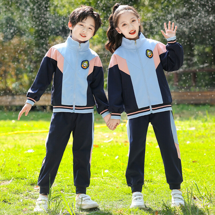 幼儿园园服春秋装小学生校服纯棉拼色装儿童班服三件套运动学院