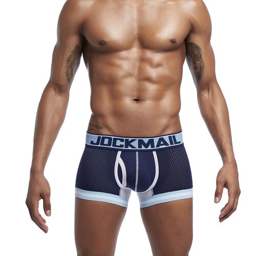 JOCKMAIL 潮流男士内裤U凸囊袋网孔舒适透气速干运动健身平角裤男
