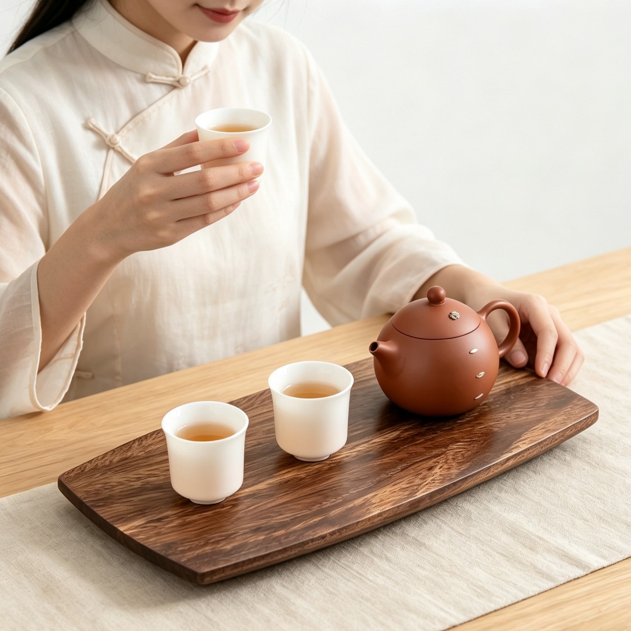 胡桃木长方形咖啡茶点甜点托盘简约国潮风茶托盘茶杯茶壶盘早餐盘