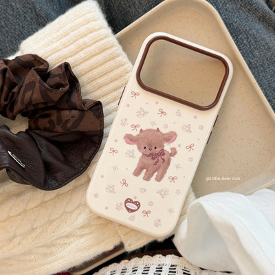 Brown Floral Cartoon Sheep Soft Aesthetic Case 适用 iPhone 18 Pro Max 17 Pro 16 15 14 13