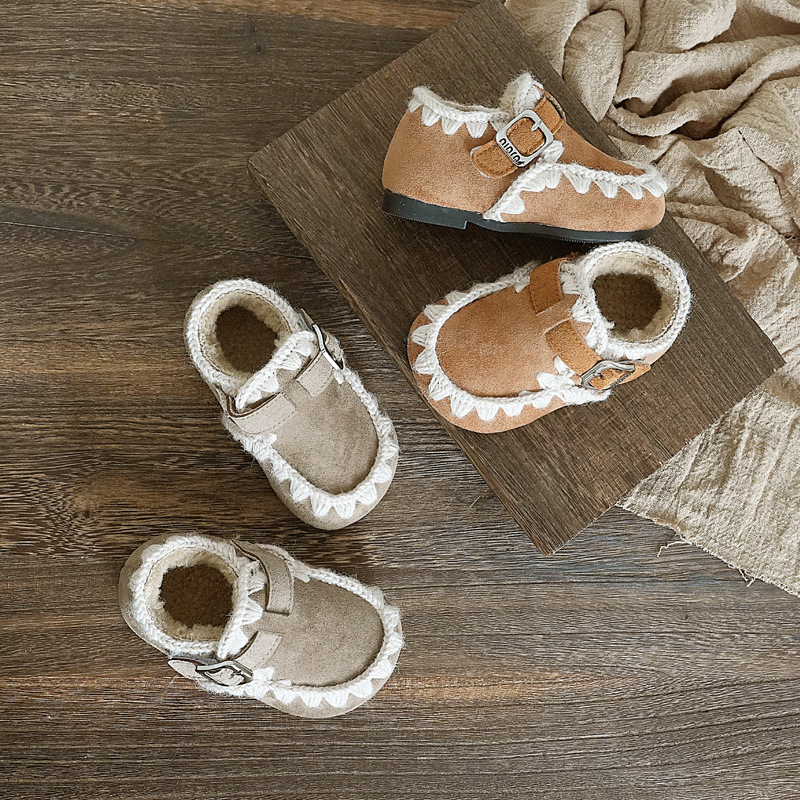 女童棉鞋加绒软底毛毛鞋