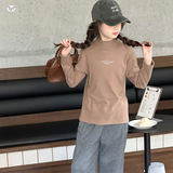 女童打底衫2025年秋季新款中大童德绒长袖T恤半领内搭上衣春秋，童装外套，祺儿童装