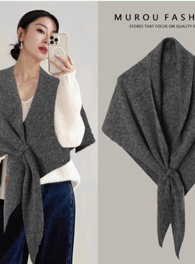 A/W Triangle Scarf - Solid-Color Neck-Warming Large Shawl