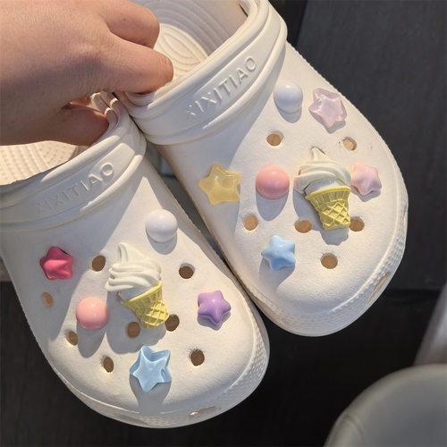 AI LIFE 冰激凌洞洞鞋配饰鞋花卡通diy装饰品扣适配Cross/Crocs