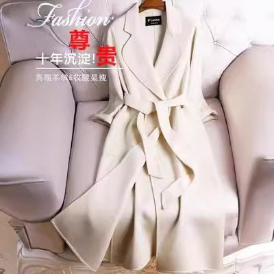 双面羊绒大衣女中长款白色端2024秋冬新款显瘦韩版毛呢外套