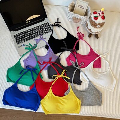 挂脖系带学生少女背心