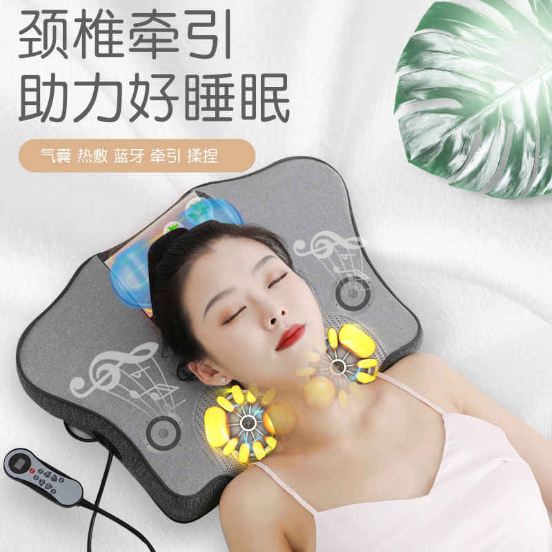 颈椎按摩器肩颈按摩仪靠垫腰部背部全身揉捏电动气囊热敷颈椎枕