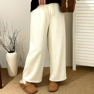 大码女装气质高腰直筒裤女百搭休闲裤2025冬胖mm宽松阔腿九分裤潮