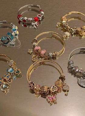 潘家新款不锈钢手工串珠手镯女精致个性小众设计感手串复古级感