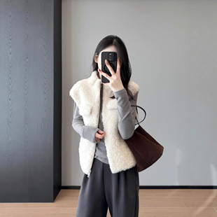 洋气马甲100羊毛立领洋气慵懒显瘦名媛皮草马甲女秋冬新款