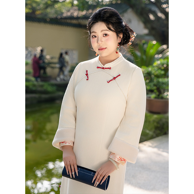 国风新中式连衣裙加绒加厚旗袍