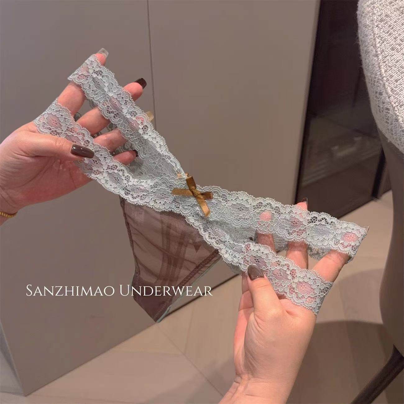 云烟交叉*新款性感镂空蕾丝女士低腰微透蝴蝶结三角裤纯欲风纯欲,女士内衣/男士内衣/家居服,女三角裤,淘宝优惠券,粉丝福利购,淘宝优惠卷