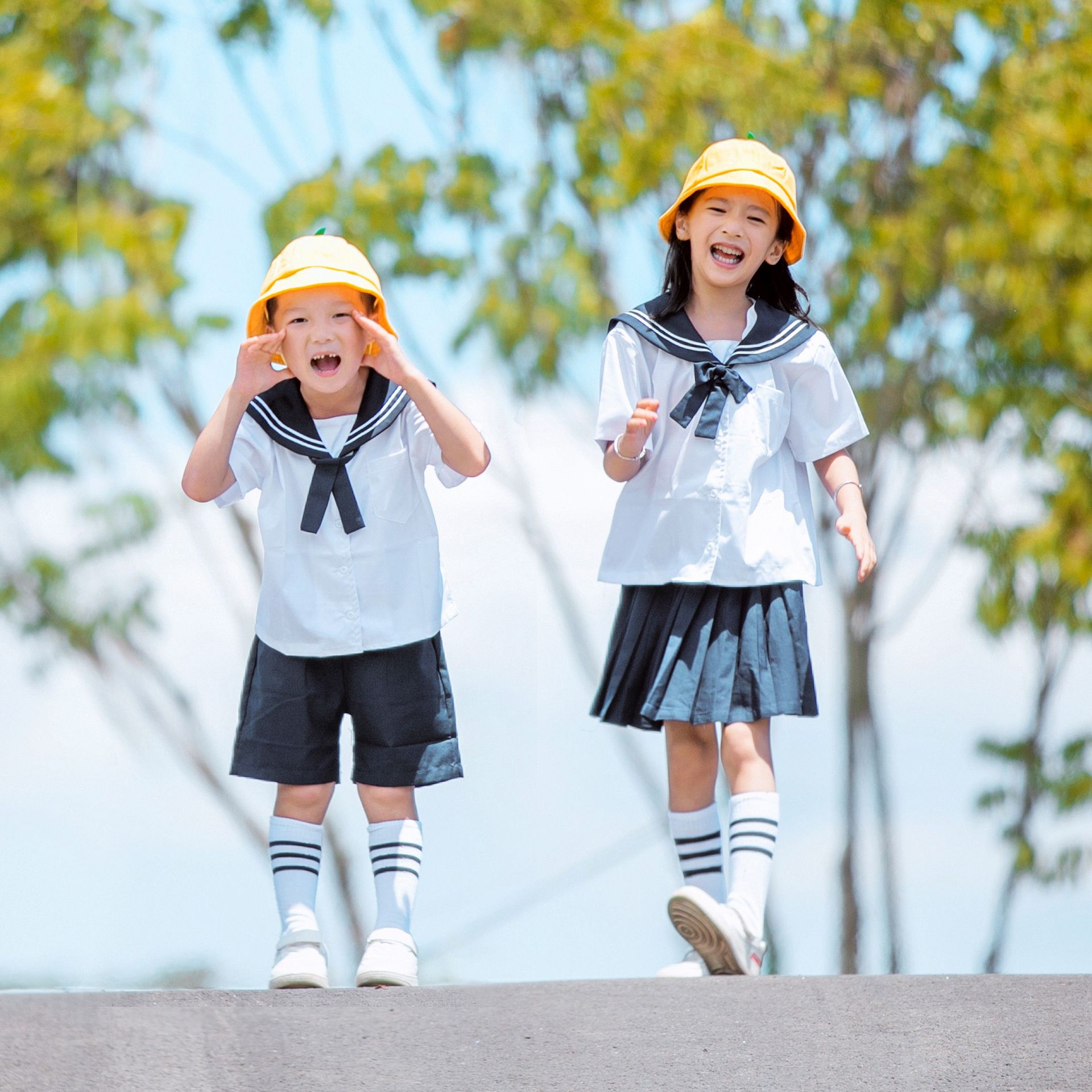 儿童女童毕业照衣服日系海军风JK制服套装幼儿园十一表演服班服