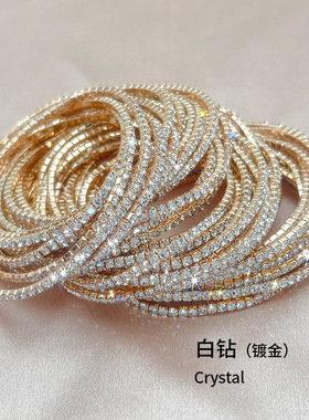 2mm手镯水钻简约合金/镀银/镀金