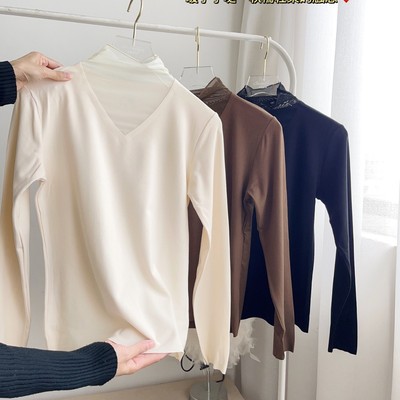 网纱半领洋气可外穿打底衫女秋冬季内搭修身长袖羊毛针织衫5589