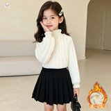 女童小香风加绒打底衫2205秋冬新款中大童小爱心花边长袖内搭春秋，童装外套，祺儿童装