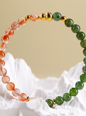 天然碧玉冰飘南红玛瑙葫芦手链新中式文创精致小巧女新款转运手串