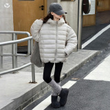 女童夹棉加厚棉服2025年冬季新款中大儿童休闲短款棉衣冬装面包服，童装棉衣，祺儿童装