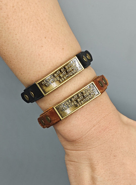 love手环爱是开启幸福大门的钥匙情侣皮手链简约欧美英文复古做旧