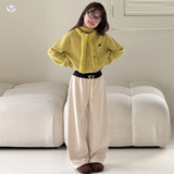 女童2025年冬季新款腰口撞色休闲裤女大童户外加绒保暖拼接弯刀裤，童装裤子，祺儿童装