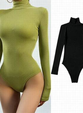 INS-style slim-fitting long-sleeve jumpsuit  base layer top