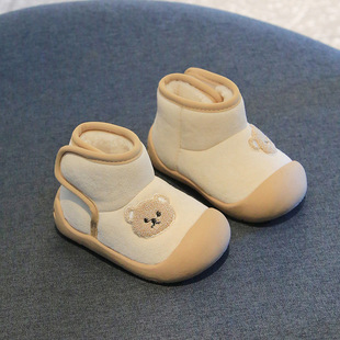 软底防滑可爱小熊加绒雪地靴1一3岁小童鞋 婴幼儿宝宝冬季 保暖棉鞋