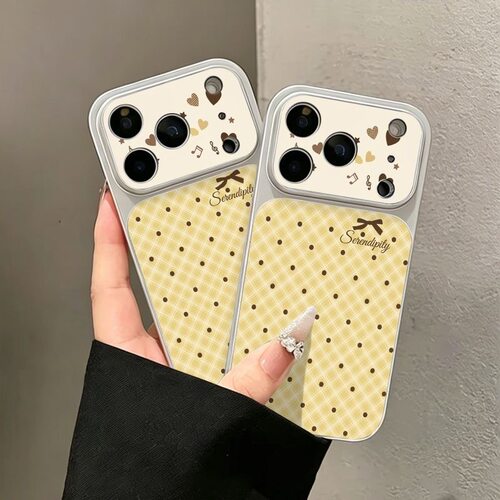 Big View Window Stylish Plaid Polka Dot Phone Case 适用 iPhone 16 17 Pro Max 15 14 13 12